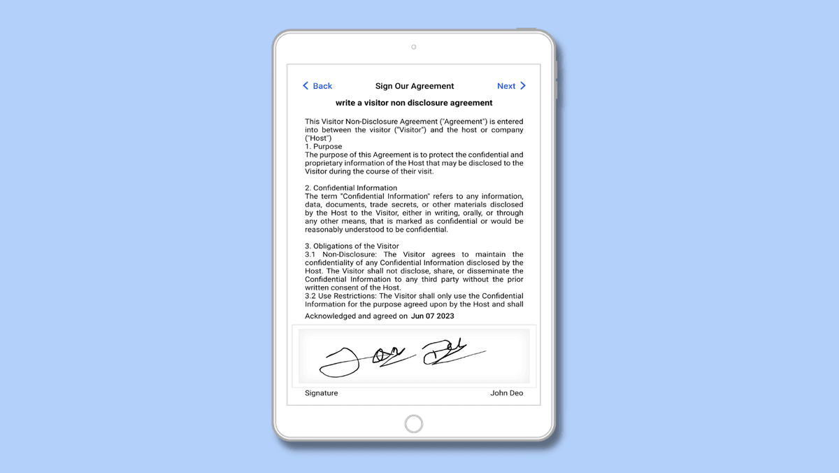 Visitor Non-Disclosure Agreement